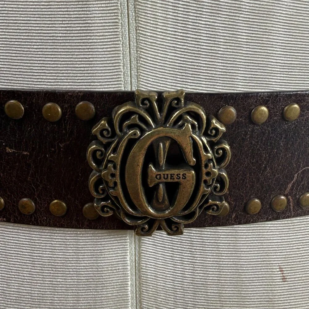VTG Guess Women's Leather Studded Waist Belt 42